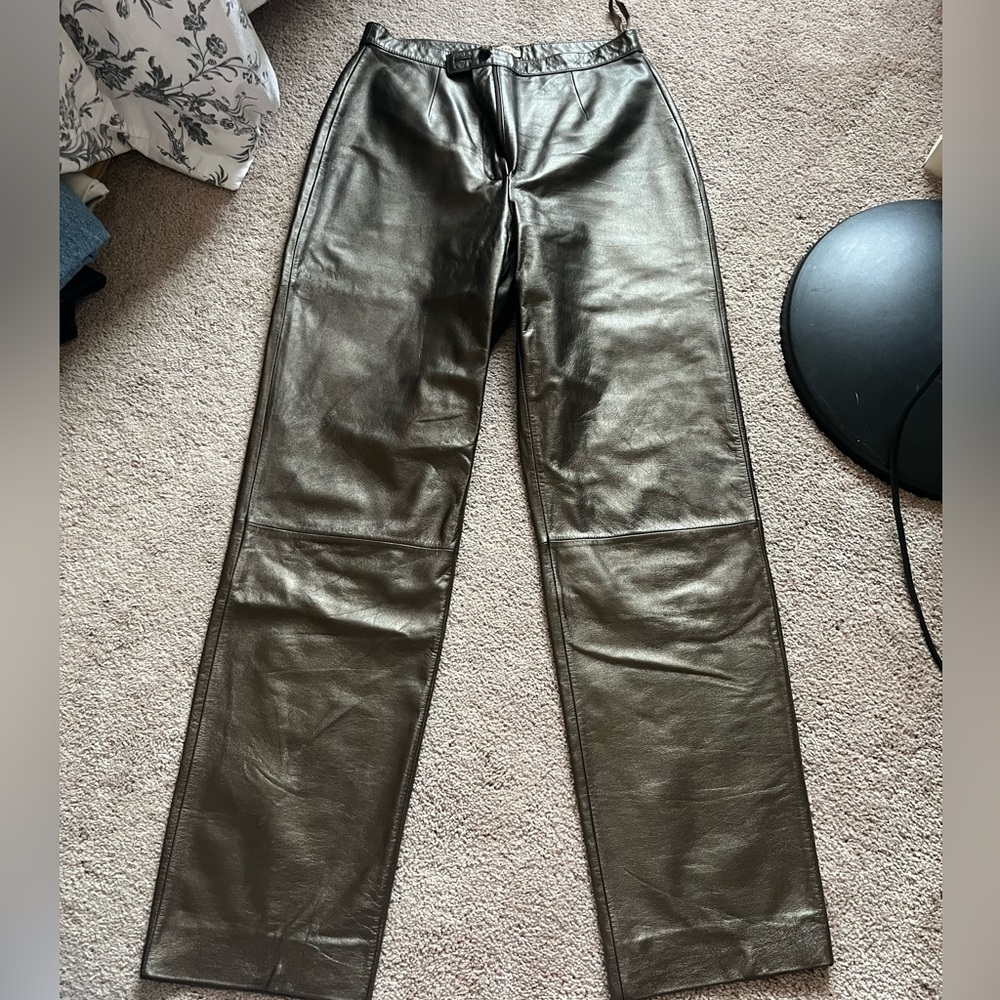 Apostrophe genuine leather bronze pants
